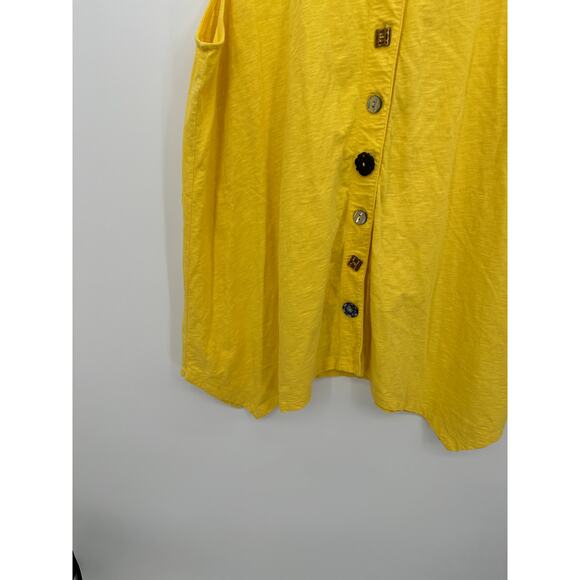 Soft Surrounding Women Yellow Button Front Tunic Size 2X Artsy Cotton Sleeveless - Picture 3 of 8